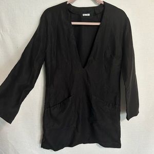 Reformation low plunge black mini dress